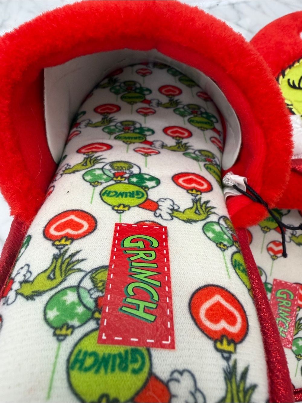 Dr. Seuss Red Grinch Holiday Plush Slippers - Picture 2 of 4